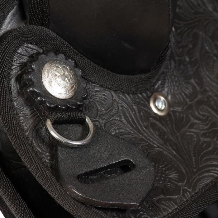 Selle Western Barrel en cuir brut avec jeu d'attaches assorties