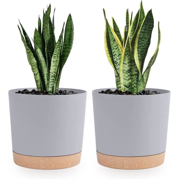 Lot De 5 Pots De Fleurs Auto-Arrosants ZMTECH - Avec Soucoupe, 15cm De Diamètre, Pour Intérieur/Extérieur - 9