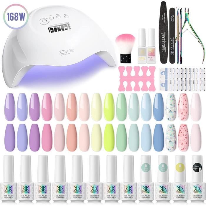RSTYLE Kit Vernis Semi Permanent Complet, 16 Couleurs Kit Vernis à