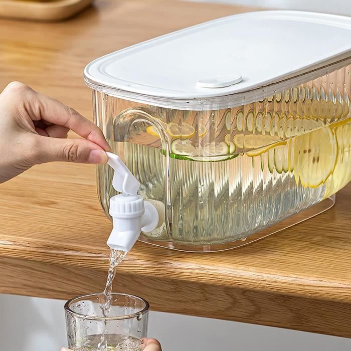 Distributeur D'eau 4L Pour Frigo - Robinet étanche, Minuterie, Parfait Boissons Fraîches