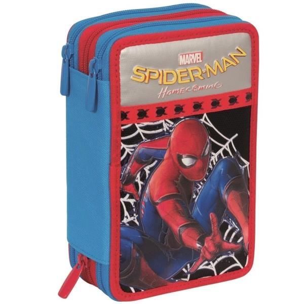 Trousse Scolaire Seven MUSICBRIGHTING – 3 Fermetures éclair, Organisée, Bleu Marine, Pour école Et Loisirs
