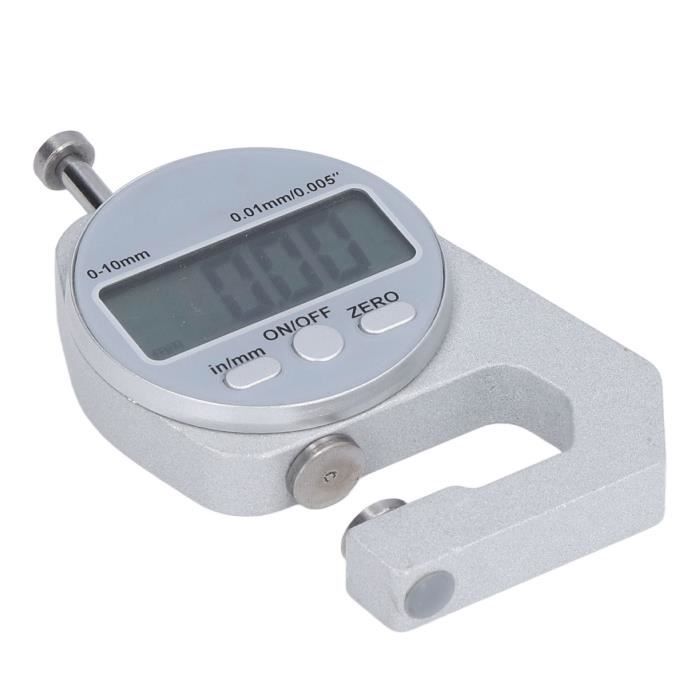 Jauge D'épaisseur Numérique LCD 0-12,7 Mm / 0-0,5" - Résolution 0,01 Mm - Pour Papier, Tôle, Tubes - 13