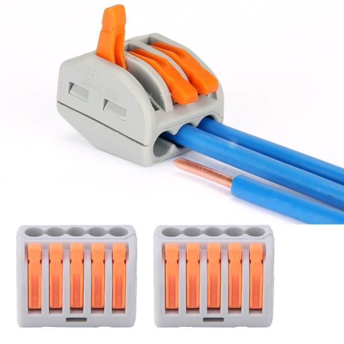 10 Pièces Connecteurs à Levier Réutilisables Pour Fils électriques - Bloc Terminal 2 Voies