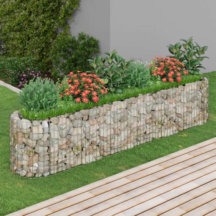 vidaXL Lit Surélevé à Gabion Parterre de Fleurs Support de Plante Jardinière Pot de Fleurs Jardin Terrasse Extérieur Fer 152026 - vue 2