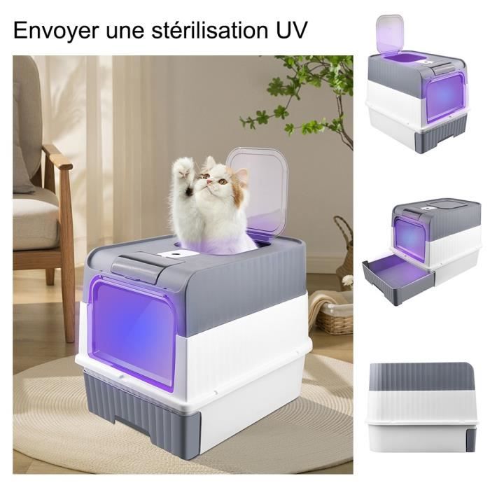 Comparer les prix de Bac à litière pour chat - XUANYU - Tiroir amovible - Double entrée - Couleur Gris