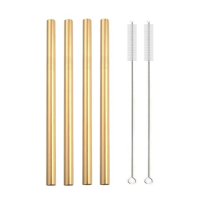 Lot De 2 Pailles Réutilisables En Acier Inoxydable - Large Pour Smoothies Et Thé