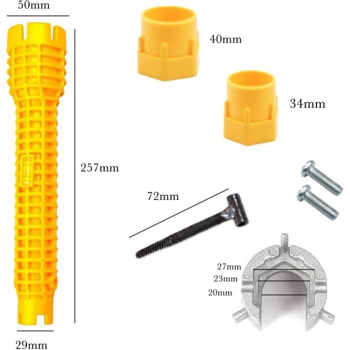 Clé De Robinet 8 En 1 EUGENEKELLY - Multifonction Plastique Et Aluminium, Pour Lavabo, Salle De Bain, Cuisine