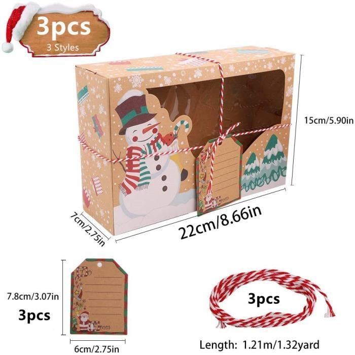 16Pcs Boîtes à Biscuits De Noël Boîtes à Bonbons En Papier