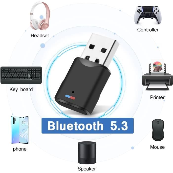 Dongle Bluetooth 5.3 Clé Bluetooth pour PCPS4PS5proswitch, Clé Bluetooth USB Faible Latence