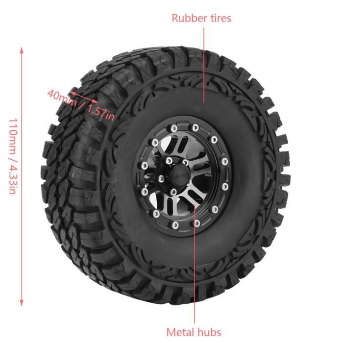 GTFRUQAS – 4 Pneus Voiture RC 1/10 – Jantes 12mm – Caoutchouc – Diamètre 67mm – Pour Tourisme