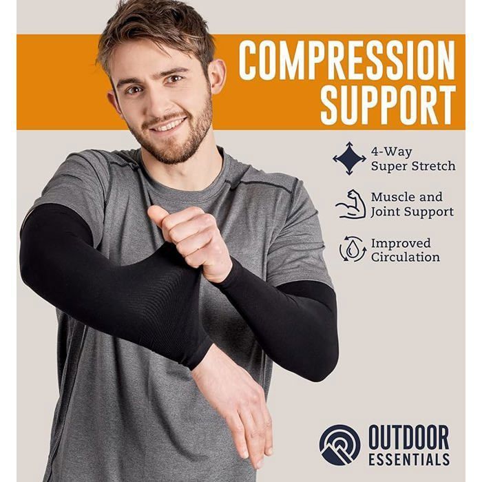 CATOR Manchettes Bras Anti-UV 2 Pièces - Protection Solaire UPF50+ - Compression Respirante Homme/Femme