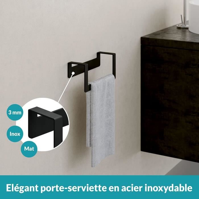 Porte-serviettes Adhésif Sans Perçage – 20 Cm, Acier Inoxydable Brossé – Pour Salle De Bain, Cuisine, Surface Lisse