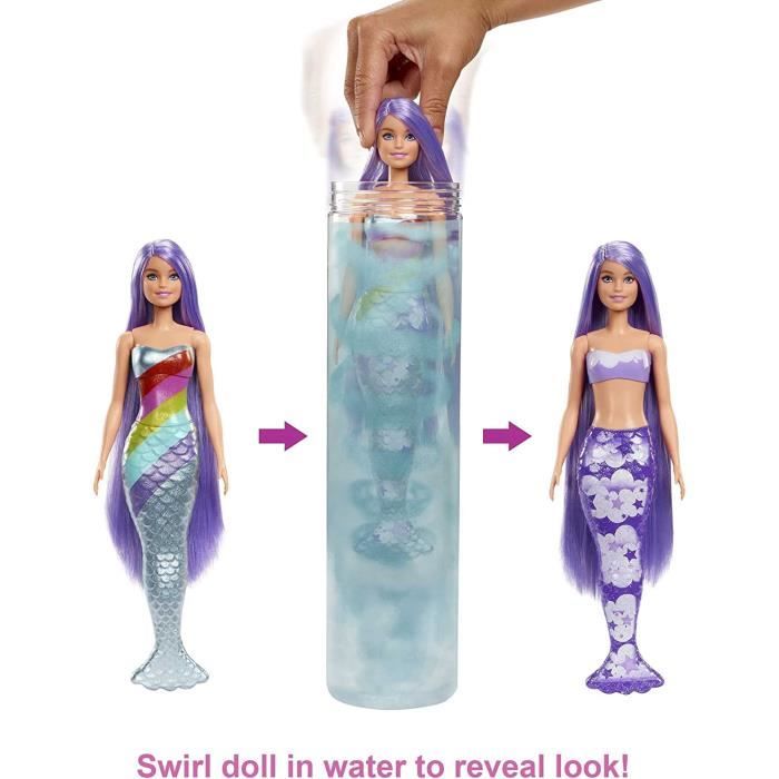 Barbie Color Reveal Poupee avec 7 elements Mystere Serie Sirene