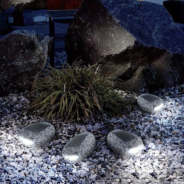 WHITE -Lampe solaire imperméable en forme de galets et de roches,éclairage  d'extérieur,luminaire décoratif idéal pour un jardin,u - Cdiscount Maison