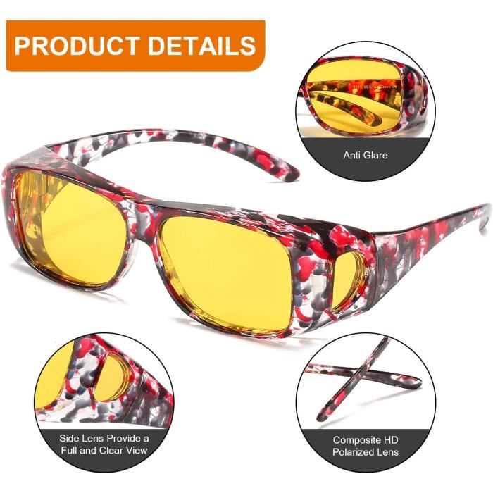 Lunettes De Conduite Nocturne Polarisées Jaunes - Protection UV 99% Pour Vélo Et Voiture, Unisexe Adulte