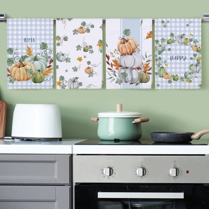 Torchons Cuisine Noël Coton 40x70cm Torchons Cuisine Noël 100% Coton - Lot De 4 Motifs Festifs - 40x70cm - Très Absorbants Serviette De Bain Noel