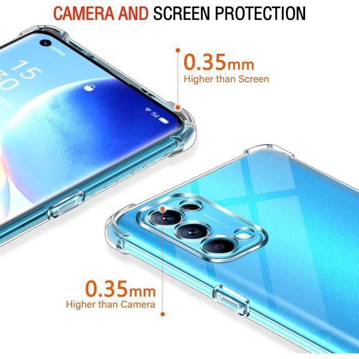 Coque OPPO Find X5 Lite – Housse Silicone + 2 Verres Trempés, Transparente, Noire, Neuve