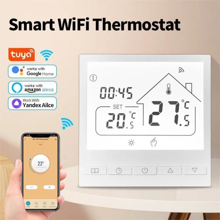 Thermostat Connecté Tuya, Thermostat WiFi pour Chaudière/Chauffage  électrique au Sol, Compatible avec  Alexa et Google Home, Voix et  Télécommande (Chaudière Murale WiFi 3A) : : Bricolage