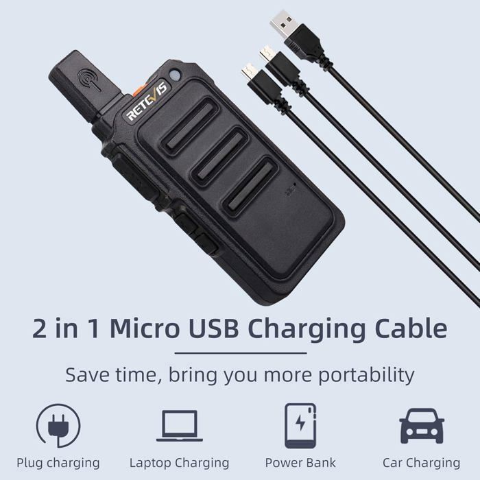 Talkies-walkies Retevis RB619 PMR446 6 Packs Avec Chargeur 6 Ports - Rechargeables, VOX, écouteurs, Pour Hôtels, écoles, événements