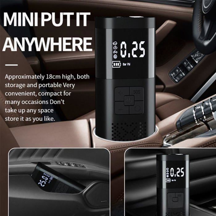 Gonfleur Pneus Voiture Compresseur à Air Portatif 150 PSI 12V 6000mAh - Pompe Électrique Rechargeable USB-C Avec LED Pour Voiture Moto Vélo