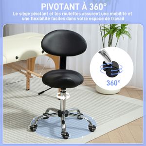 Tabouret Rond à Roulettes Similicuir Réglable - Neuf - Pour Salon Ou Coiffeuse