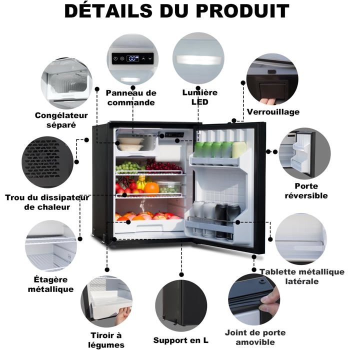 Pour CR90 90L caravane véhicule réfrigérateur 12V 24V compresseur