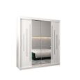 Armoire de Chambre MALTESE 1 Blanc 180 avec 2 Portes Coulissantes avec Miroir Penderie (Tringle) avec étagères Sans tiroirs-0
