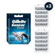 3x10 Lames de Rasoir Gillette Sensor Excel,-0