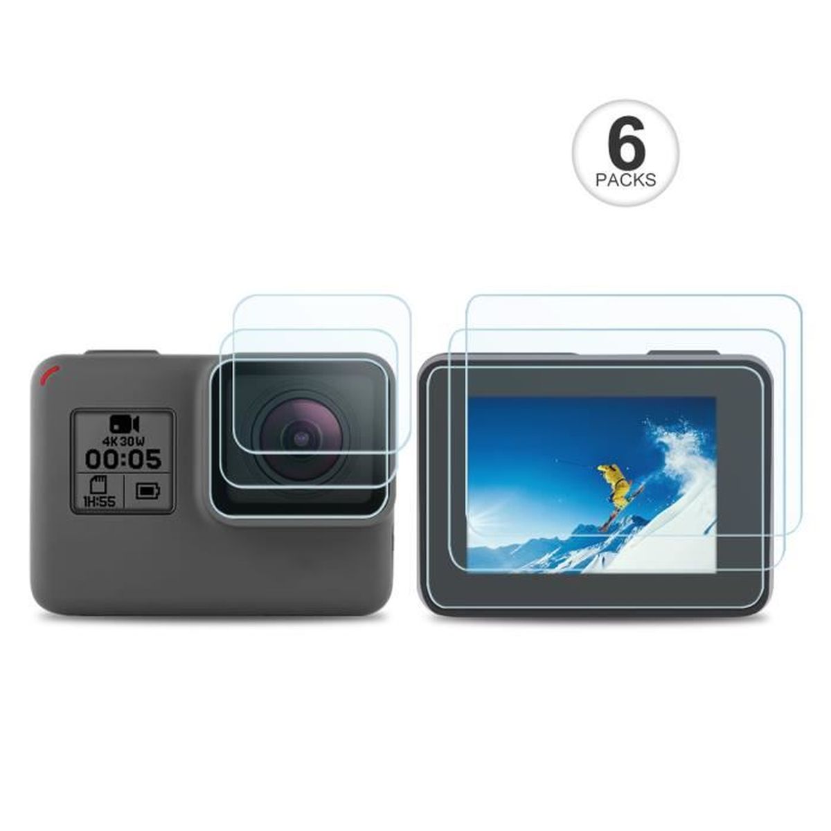 6 Films De Protection En Verre Trempé Pour GoPro Hero 13 Black - Dureté 9H Anti-Rayures - Ultra Clair Et Couverture Complète