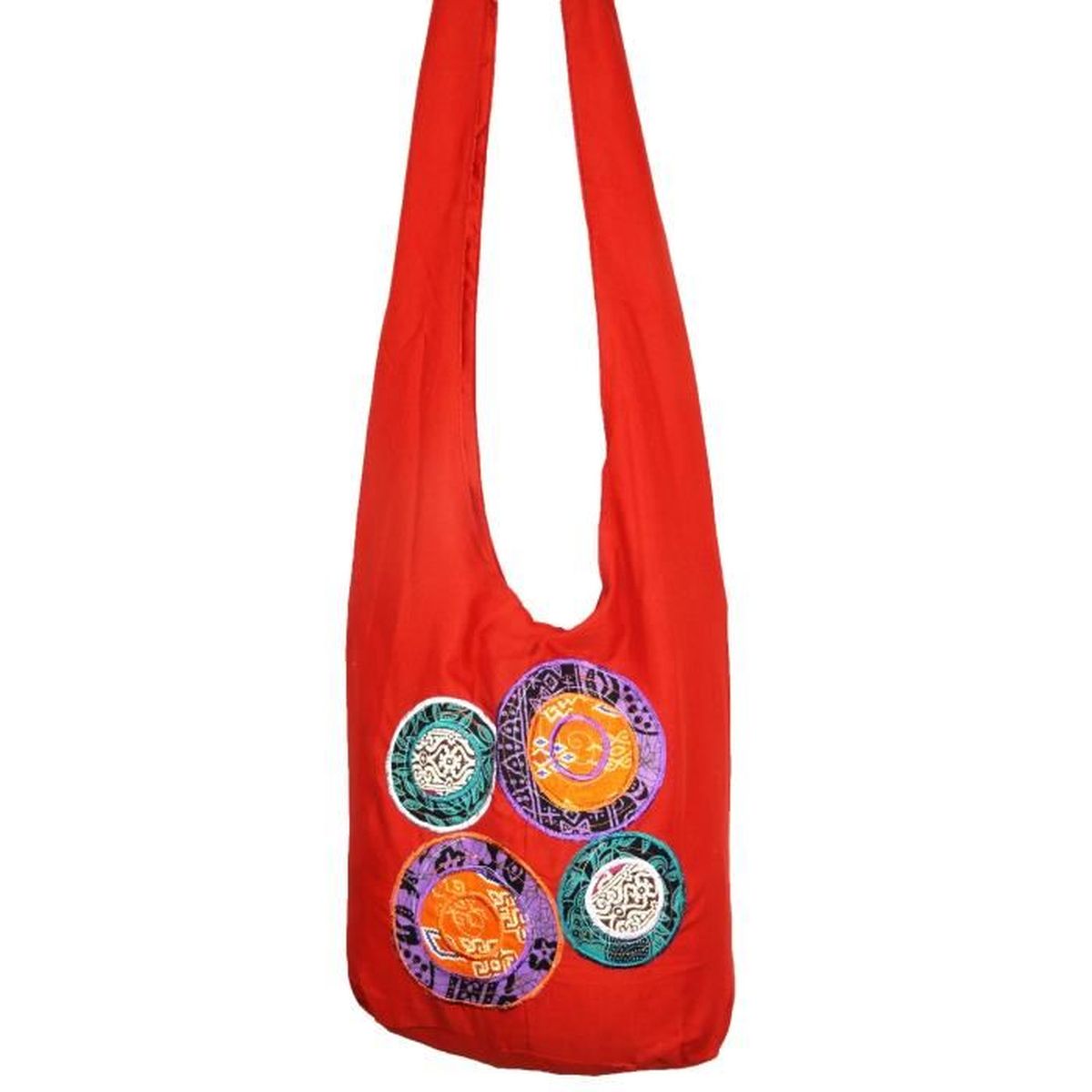 Sac Bandouli/ère Ethnique Sac /à Main Coton Besace boh/ème Boho Noir Homme Femme fourre Tout Shoulder Bag Black Coton Hauteur R/églable