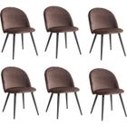 BenyLed Lot de 6 Chaises de Salle à Manger Rembourrées Avec Dossier en Velours Doux et Pieds en Métal de Style Bois(Marron)