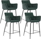 WAHSON OFFICE CHAIRS Wahson Tabouret de Bar Lot de 4 Chaise de Bar en Tissu, Chaise Haute de Bar avec Repose-Pieds, Tabouret de Bar pour Cuisine, Vert