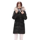 LEOCLOTHO Doudoune Femme Casual a Capuche Manches Longues Manteaux Chic Couleur Unie Slim Mi-Longue Chaude Hiver Veste avec Poches - Noir