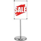 SHUESS Lot 2 Supports Panneau A3 Réglables – Présentoir Affiche Menu Argenté, Base Stable, Hauteur 38-60 Cm, Double Face