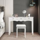 DREAMADE Table Console d'Entrée en MDF avec 3 Tiroirs, Patins Antidérapants, Meuble de Rangement pour Bureau, Salon, Entrée