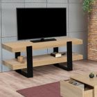 IDMARKET Meuble TV 114 cm double plateau PHOENIX bois et noir