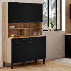 IDMARKET Buffet de cuisine 120 CM CINA 6 portes + tiroir façon hêtre et noir