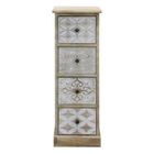 Commode étroite en bois blanc et beige style shabby - MOBILI REBECCA - 4 tiroirs - Art. RE6536