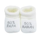 TROIS KILOS SEPT Chaussons naissance - message : 50% maman 50% papa