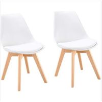 H.J WeDoo Lot de 2 chaises de salle à manger -  Blanc - Scandinave