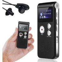 Enregistreur vocal numérique 8 Go, enregistreur audio et lecteur MP3, dictaphone rechargeable LCD portable pour réunions, inter