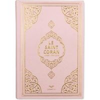 Livre de Coran rose avec traduction française - Coran de luxe avec QR Code - Cadeau Ramadan Mubarak Eid islamique avec QR Code - Un