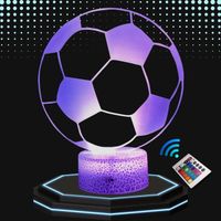 Lampe de Chevet 3D LED Ballon Football - Personnalisable - 16 couleurs - Télécommande incluse