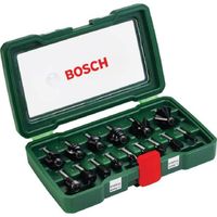 Bosch 15 pièces Ensemble de fraises au carbure (pour le bois, emmanchement Ø 8 mm, accessoires fraise d'encastrement)