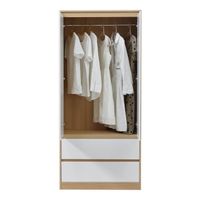 Armoire de chambre Bastheim avec 2 tiroirs MDF 176 x 80 x 52 cm effet chêne blanc