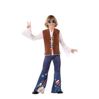 Déguisement hippie enfant - ATOSA - Gilet, chemise et pantalon - Multicolore/Bleu - Garçon