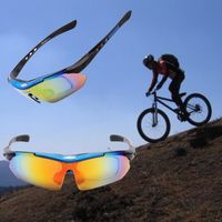Usiful® UV400 lunette de soleil homme sport (bleu et noir).Goggle. Lunettes de soleil polarisées avec 5 lentilles.