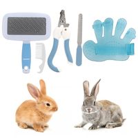 Kit de toilettage pour lapins brosse de bain peigne aiguille peigne coupe-ongles ensemble de lime à ongles pour petit animal NOUVEAU