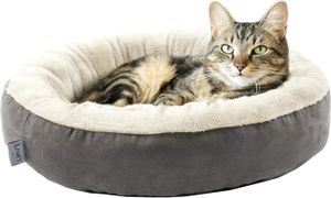 CORBEILLE - COUSSIN bin Lit rond pour chat - Lavable - Pour petit chie