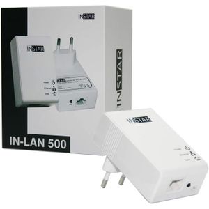 COURANT PORTEUR - CPL Instar 100368 Mini-Adaptateur CPL avec Prise intégrée 500Mbps-s 2W Noir-Blanc A122